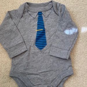 Grey tie onesie